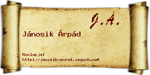 Jánosik Árpád névjegykártya