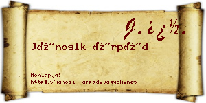 Jánosik Árpád névjegykártya